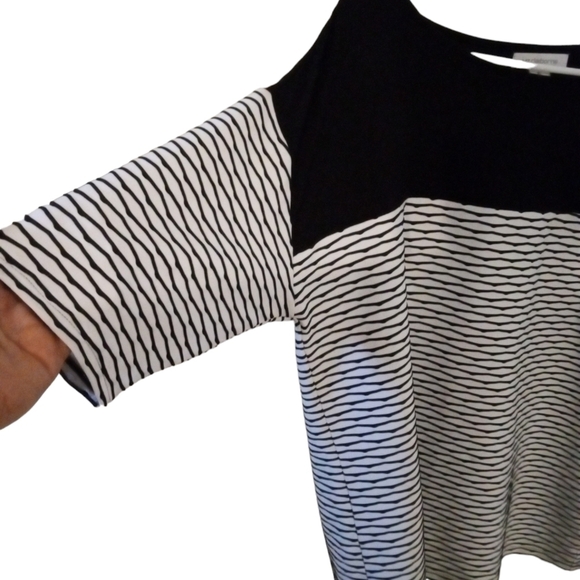 Liz Claiborne Abstract Expression Blk/White Button Accent Tile Stripe Design XL - Picture 2 of 8